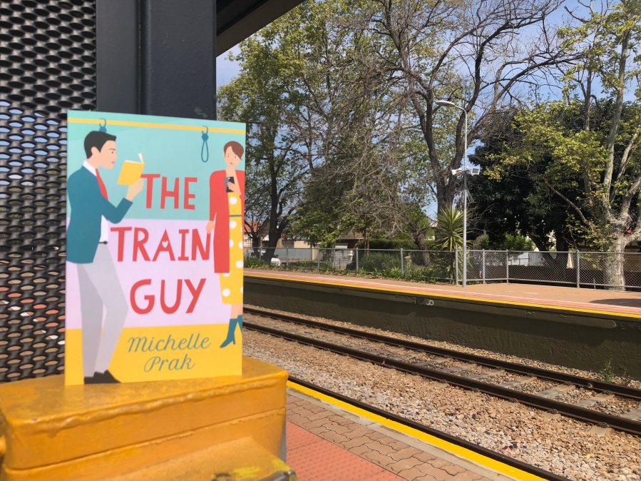 The Train Guy novel at train station